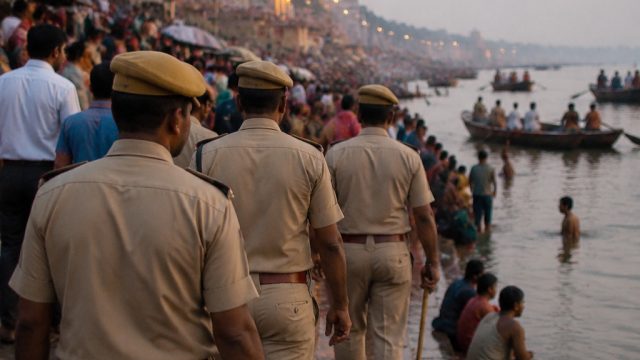 Police Take Action Against Unlawful Gatherings on Ganga Ghats